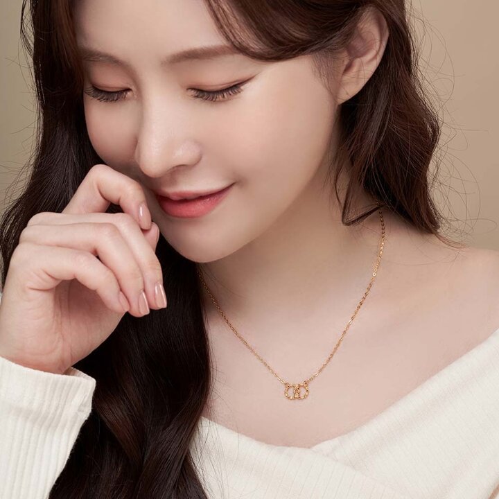 한국금다이아몬드 여자 순금 목걸이 더블 써클 루비 24K 3.75g 18K장식