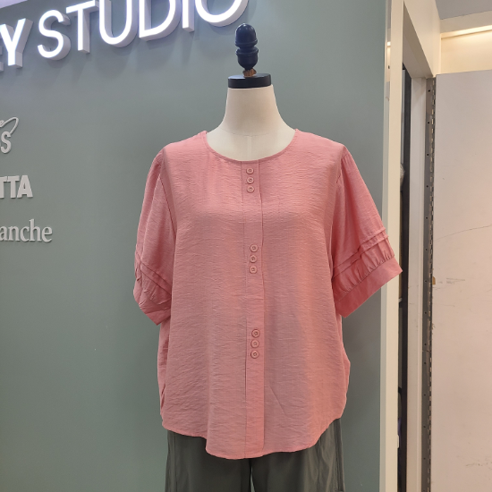 쓰리버튼라운드넥 블라우스 S262BBL563/브라운,핑크YS