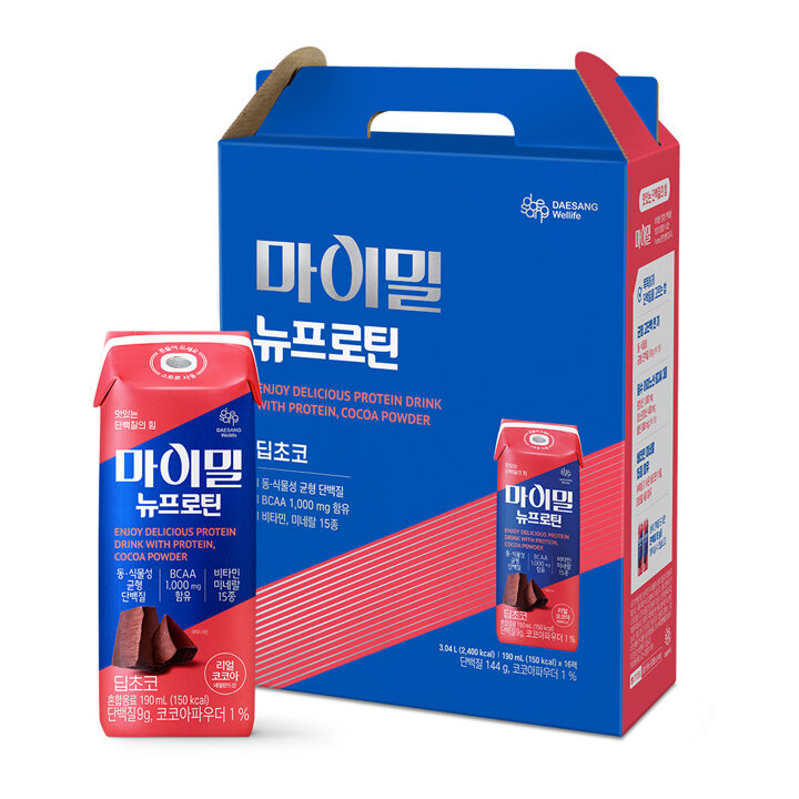 [대상웰라이프]마이밀 마시는 뉴프로틴 딥초코 (190mlx16팩), 1박스
