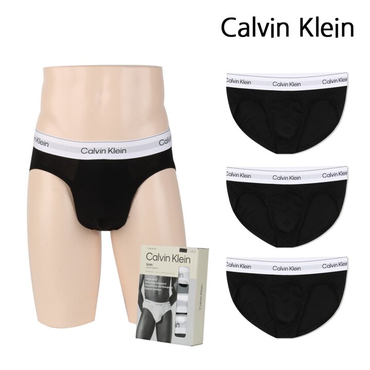 CK 언더웨어 남자 삼각 팬티 3개세트 힙 브리프 NB4388-001