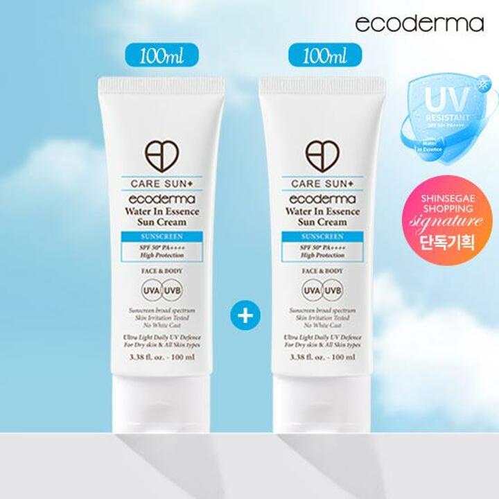 (1+1 초특가) 에코더마 비건 수분 선크림 100ml x 2개