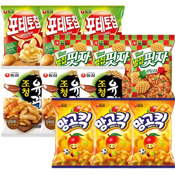 농심 망고킥3봉+조청유과3봉+포테토칩3봉+벌집핏자3봉
