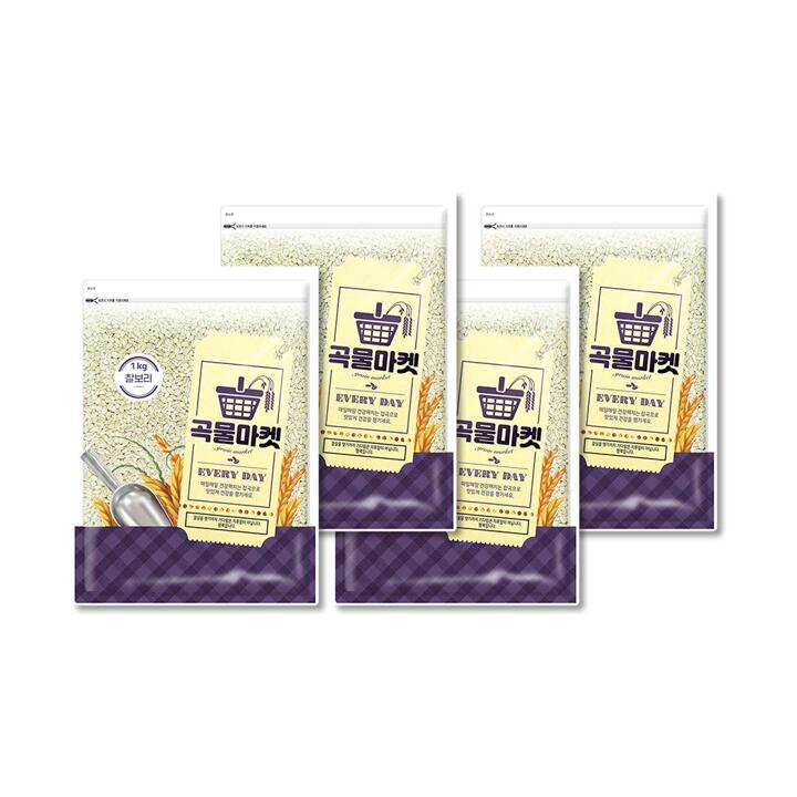 [더프레시] 곡물마켓 국내산 찰보리 1kg x 4