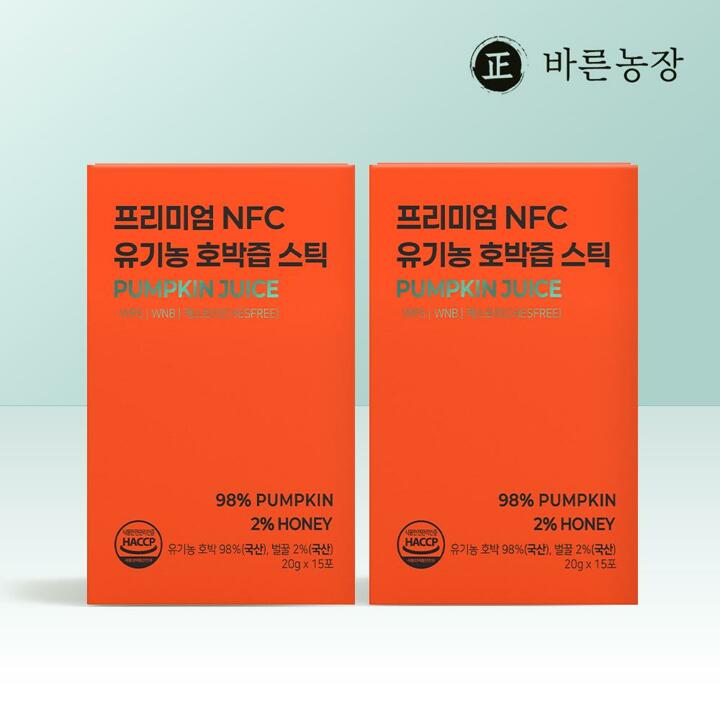 바른농장 유기농 호박즙 농축 액상 스틱 NFC 착즙 2박스