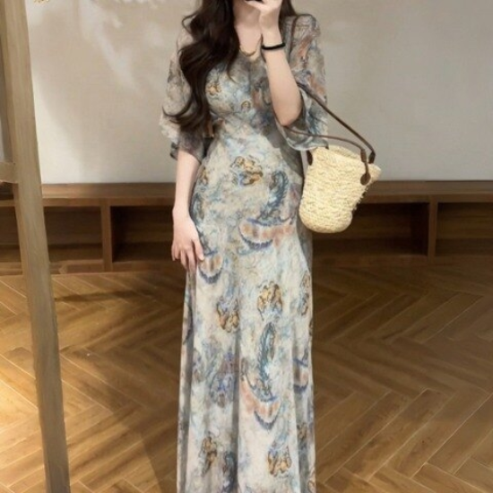 페이즐리 쉬폰라인 맥시원피스 올베닐원피스