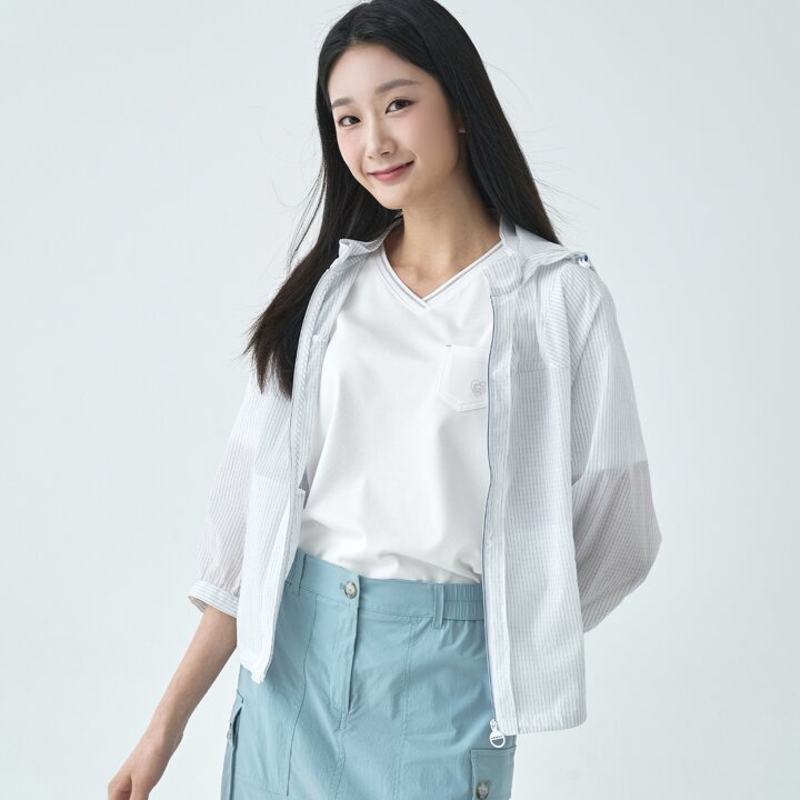 [지센] 컬러립 스판 후드 숏 점퍼 LSJPO452_BL