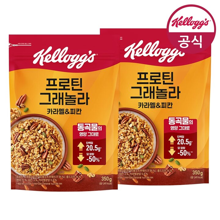 [켈로그] 시리얼 프로틴 그래놀라 카라멜 피칸 350g x 2개