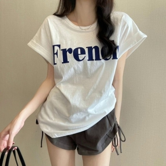 루즈핏 라운드넥 반소매 롤업 레터링 반팔 티셔츠19629122667501