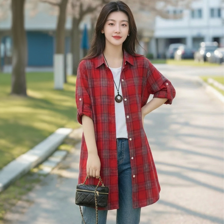 러슈 롤업 롱셔츠 2종