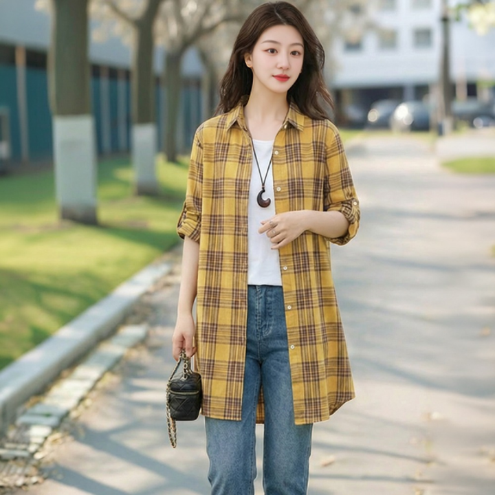 러슈 롤업 롱셔츠 2종