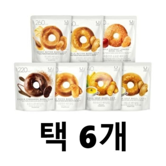 (주)셀러허브 딜라이트 프로젝트 베이글칩 7종 택6개 갈릭 허니 피자 초코 옥수수 크림