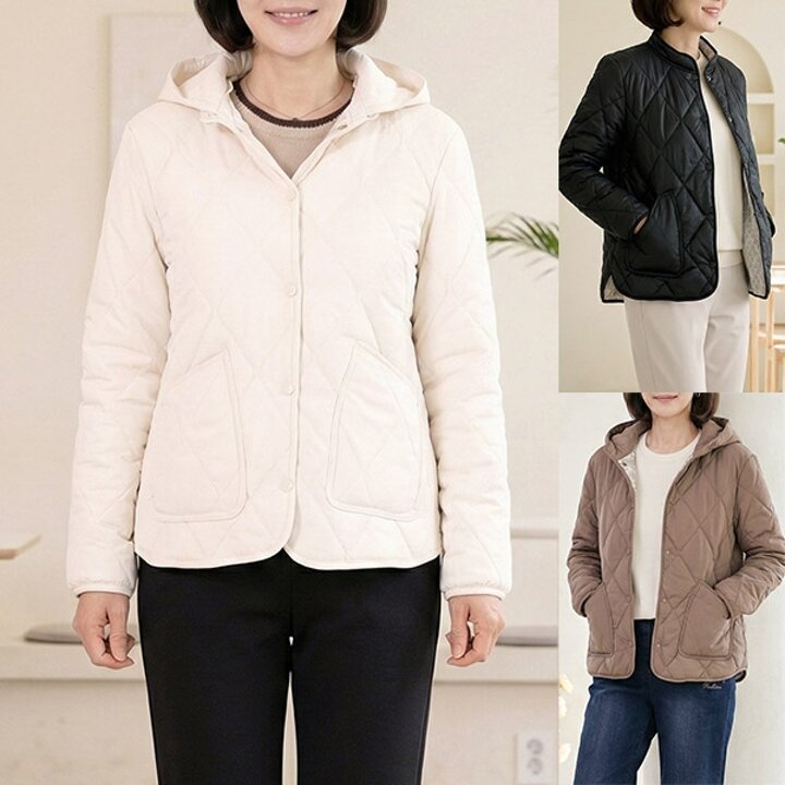 [엄마옷 로즈맘] 우림발열후드누빔자켓