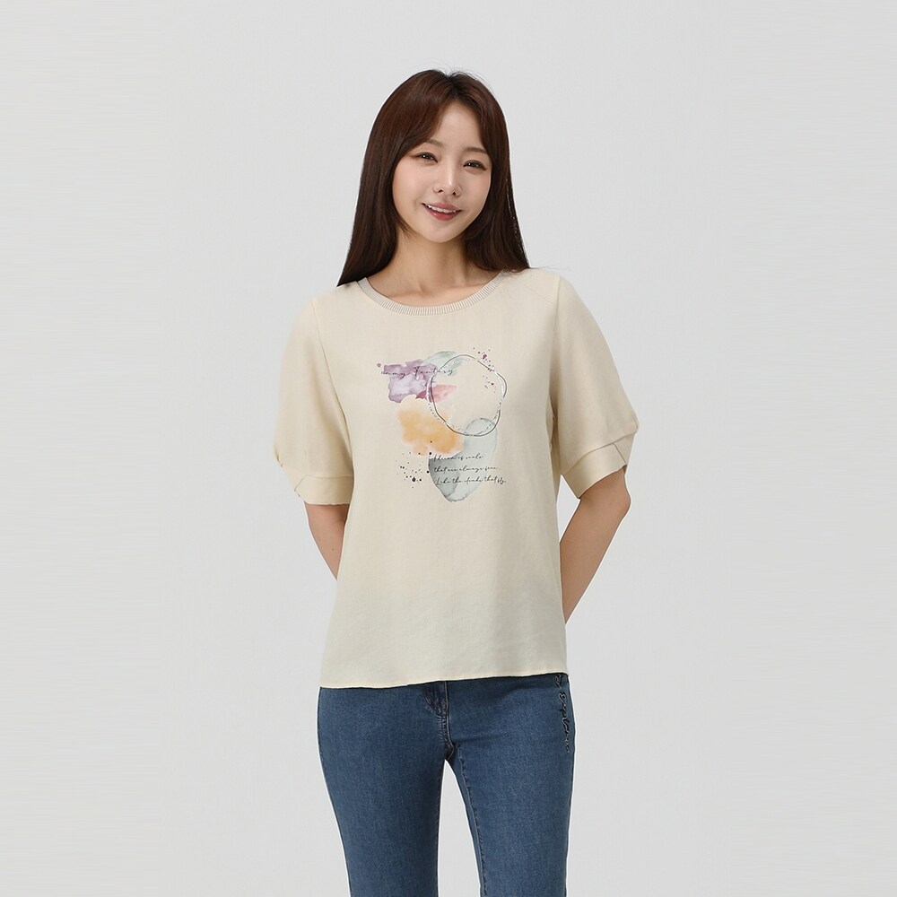 [PAT] 소매변형 원포인트 티블라우스_1L45305