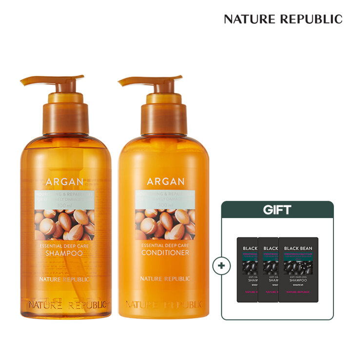1+1 아르간 에센셜 딥케어 샴푸+컨디셔너 (+파우치 30ml 증정)