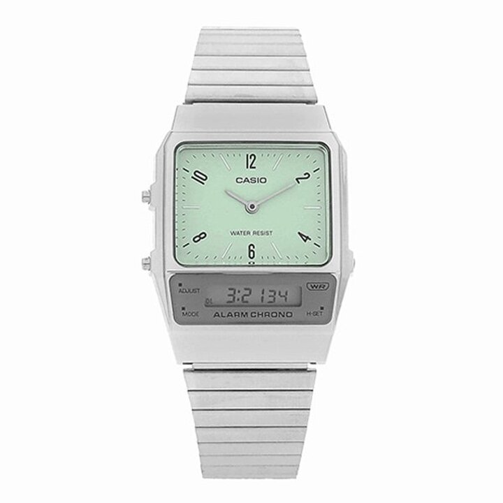 카시오 AQ-800E-3ADF (AQ-800E-3A) 아날로그 디지털 스퀘어 빈티지 레트로 공용 메탈시계