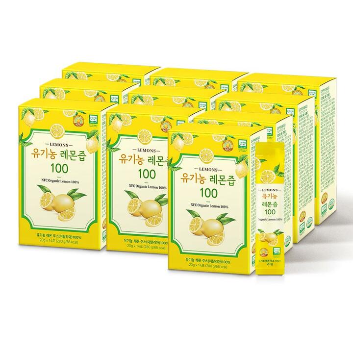 [소비기한 27년 6월 5일 까지] 올바른 유기농 레몬즙 100 이탈리아산 14포 10박스 (총 140포)