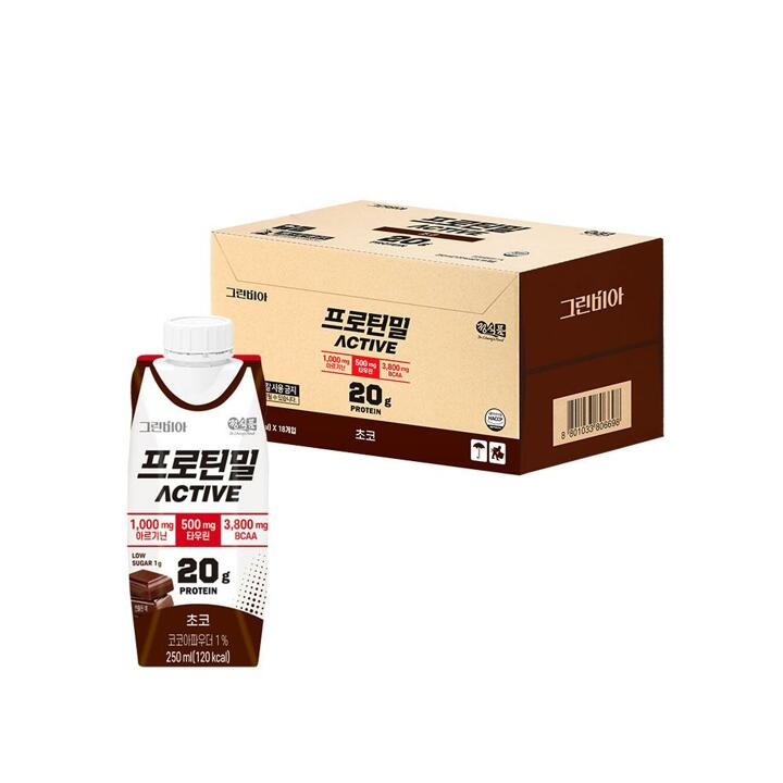 [정식품]그린비아 프로틴밀 액티브 초코 250ml x 18팩