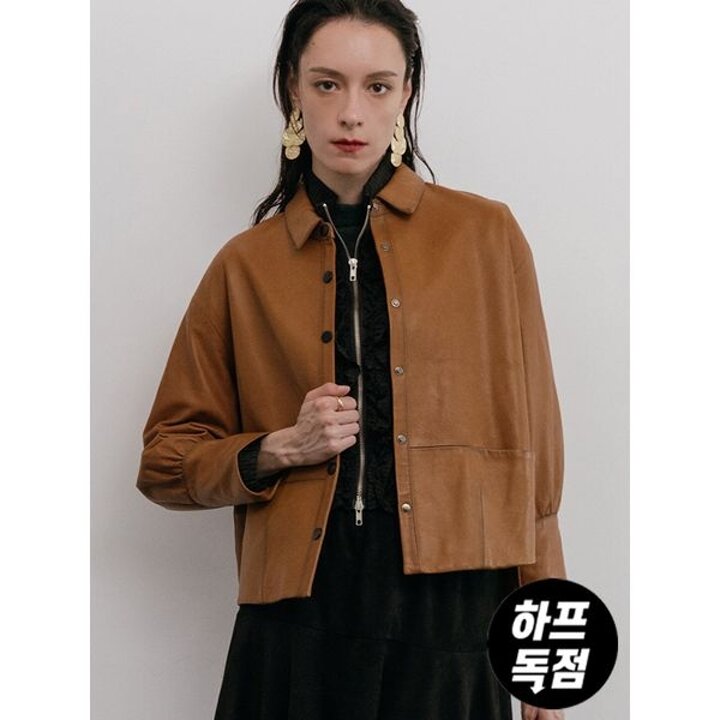 [하프클럽/막스까르띠지오]리얼 양가죽 와이드 커프스 카멜 자켓