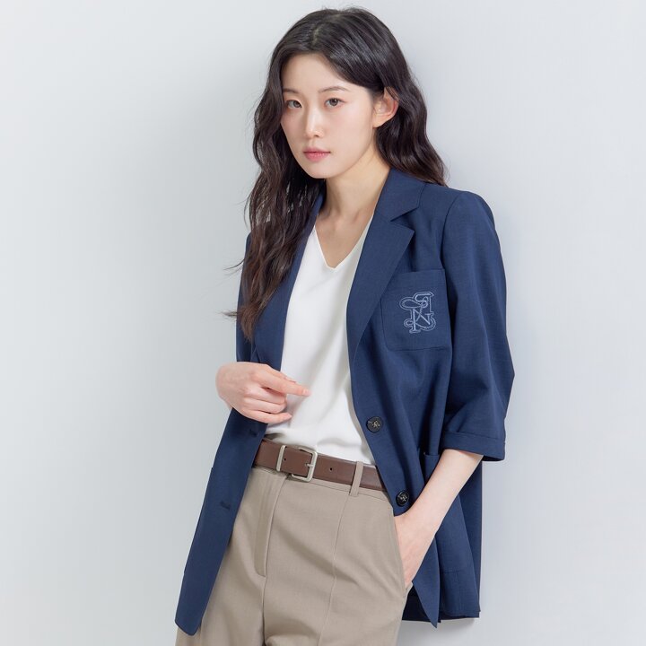 [지센] (2컬러) 싱글버튼 테일러드 7부 자켓 LFJKP402