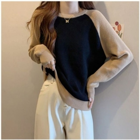 베이지 니트 블랙 나그랑 배색 아이보리19678839667501