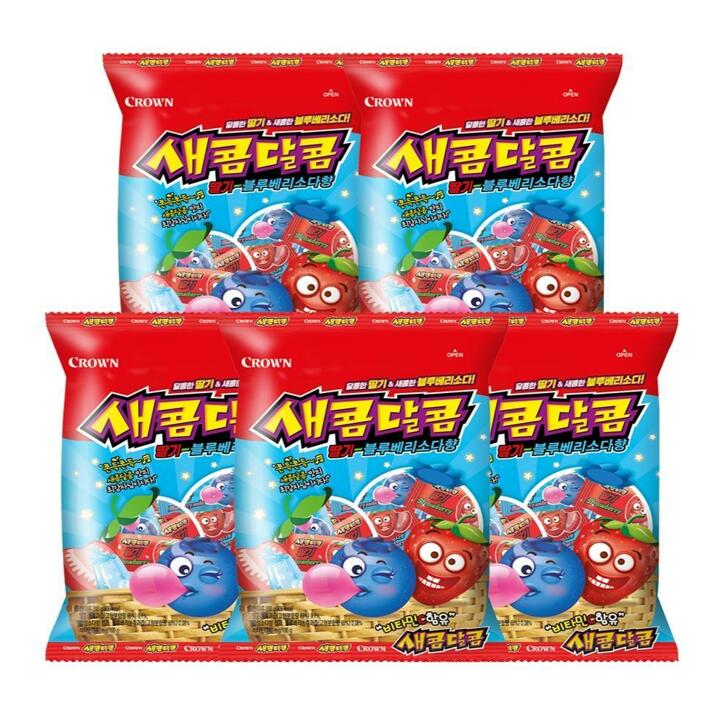 [G] 크라운 새콤달콤 딸기 블루베리소다 200g 5봉