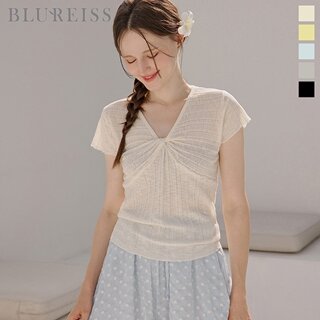 [블루레이스] 바스트 꼬임 V넥 린넨 니트_B6M3KT2391