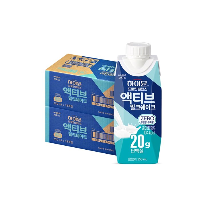 [S] 하이뮨 프로틴 밸런스 액티브 밀크쉐이크 ZERO (250mlx18입) 2박스