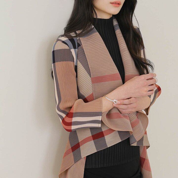 플라라 (88까지)플리츠클래식체크자켓