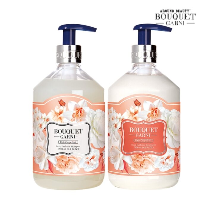 부케가르니 딥 퍼퓸 핑크자몽향 500ml 샴푸 x1개 트리트먼트 x1개