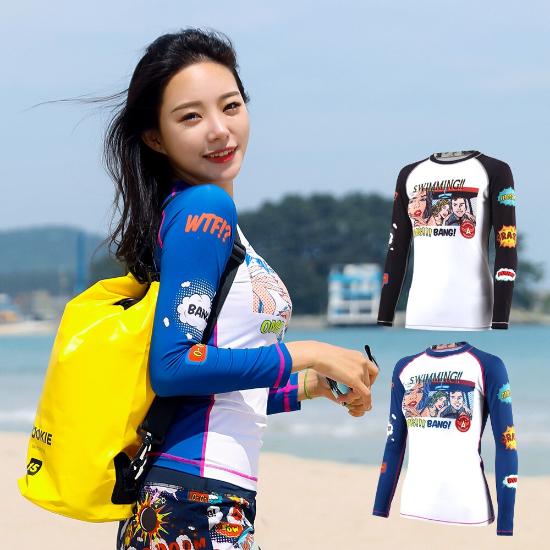 뱅뱅 여성 래쉬가드 상의 비치웨어 긴팔 수영복 빅사이즈 레쉬가드 (55-99)