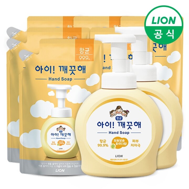 아이깨끗해 손세정제 대용량 490m용기lx2개+450ml리필x6개 /핸드워시