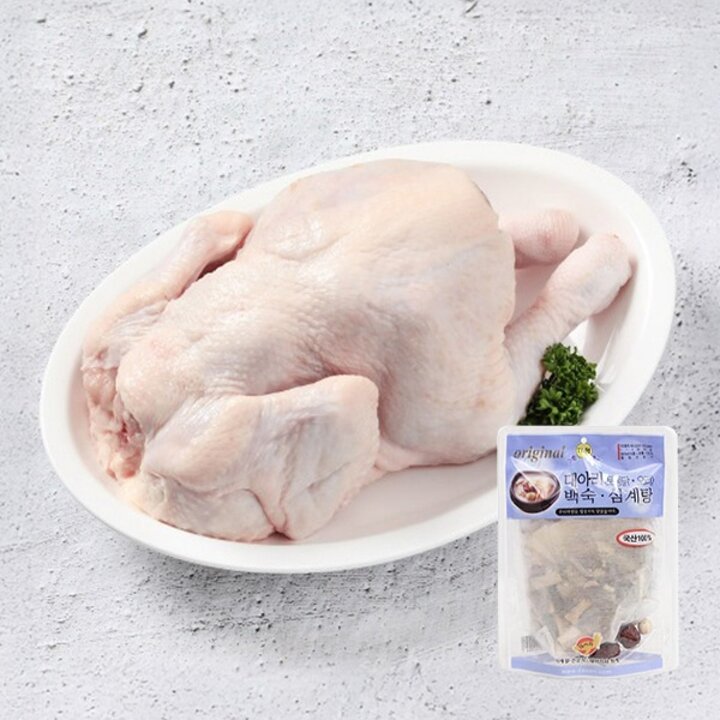 두메산골 삼계탕 재료 (냉장 생닭 1kg내외+7가지 한방 부재료 100g)