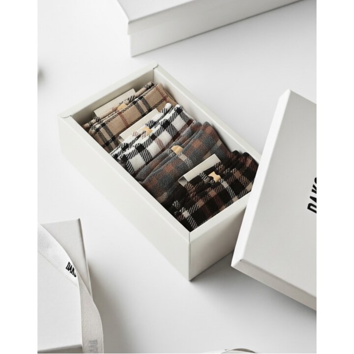 닥스 액세서리 [무압박][여성중목4족] 체크배색 면혼방 중목 4족세트 (DCSS6F702BK)