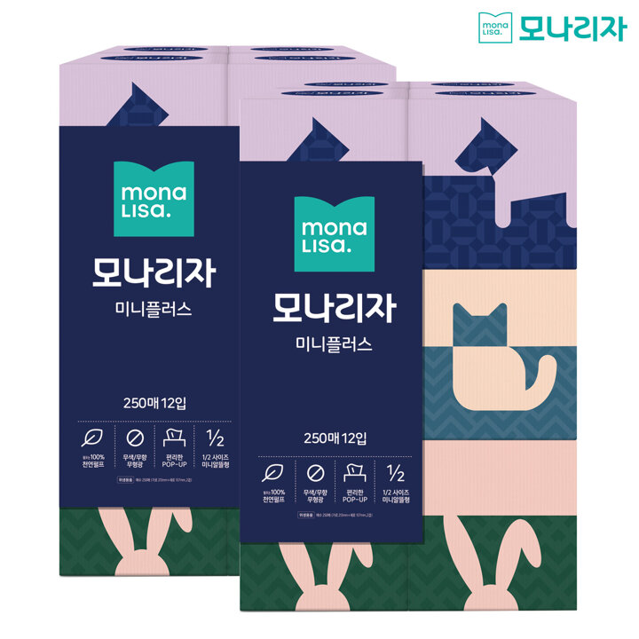 모나리자 미니플러스 미용티슈 250매*12입 x 2팩