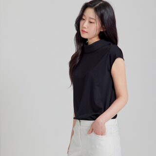 [지센] (2컬러) 네크 우븐 패치 블라우스형 티셔츠 LFTSP304
