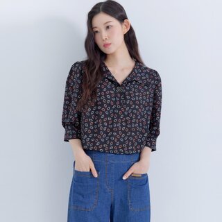 [지센] 도트 이중 와이드 카라 블라우스 LFWSO806_BK