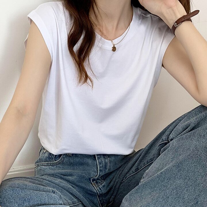여성 민소매 여름 레이어드 나시티 티셔츠 루즈핏
