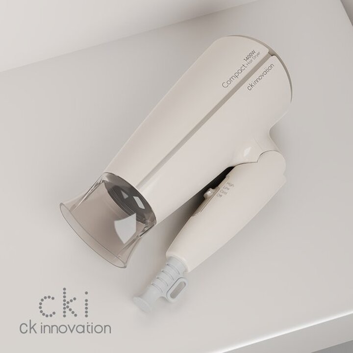 CKI-D410 아이보리 골드 1400W 접이식 휴대용 헤어드라이기 여행용