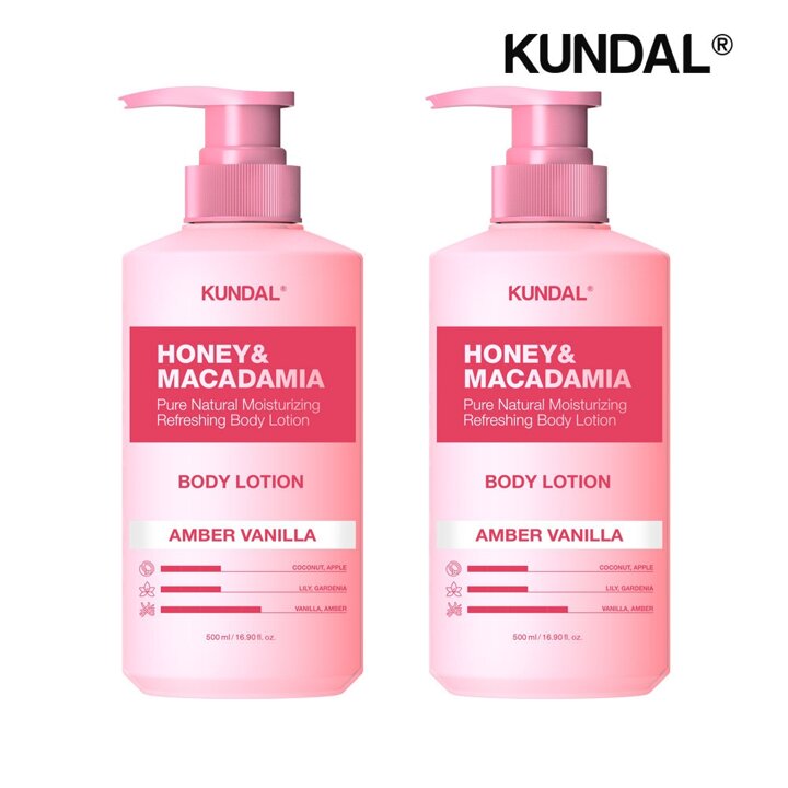 쿤달 허니 앤 마카다미아 퓨어 바디로션 엠버바닐라 500ml x2개