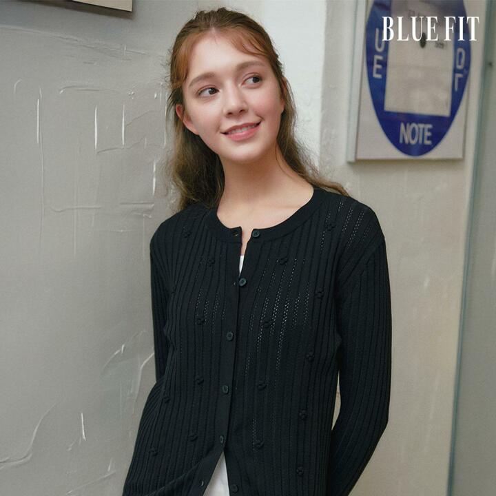 [론칭가 69,900원→2만원↓] 블루핏 플라워 리브 가디건 (Atelier Line)