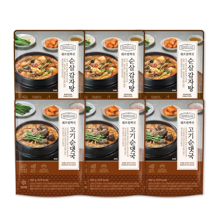 [쉐프컬렉션] 순살감자탕 450g*3팩+고기순댓국 450g*3팩