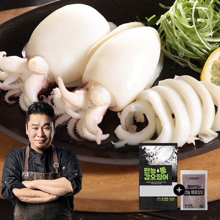[레이먼킴] 만능 통 갑오징어 600g x 3팩(만능볶음양념 3팩증정)