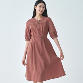 [지센] (2컬러) 피어로즈 스트라이프 집업 핏 플레어 원피스 LFOPO591