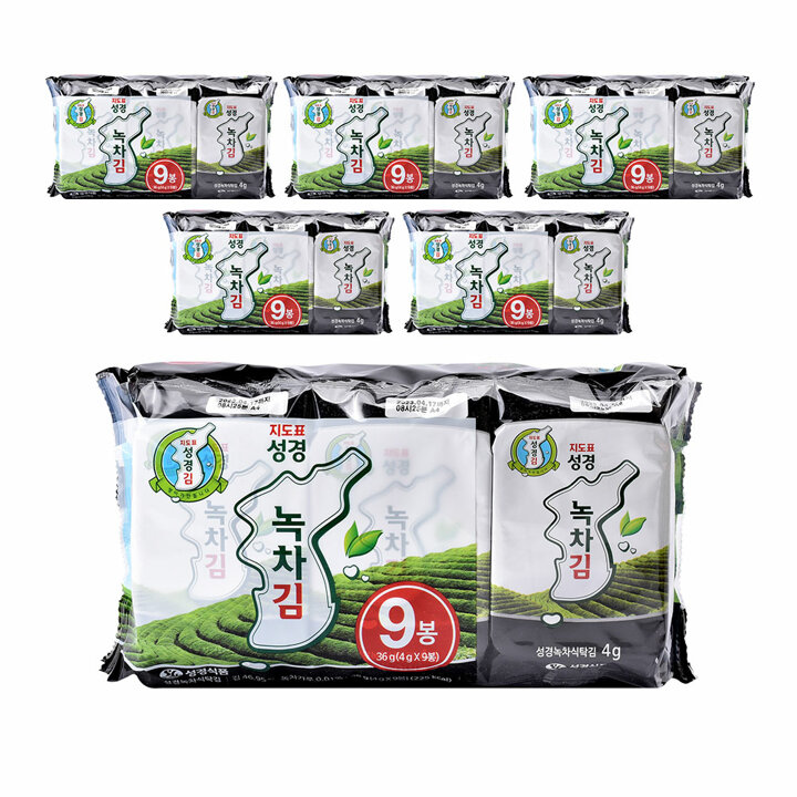 [G] 지도표성경김 녹차 식탁김 4g 9봉 6개(총54봉)