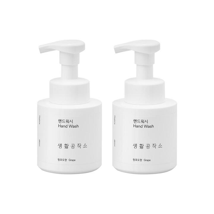 [생활공작소] 핸드워시 손세정제 용기 250ml x 2개 (파우더향/청포도향 택1)