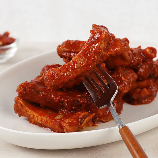 (주)인정푸드테크 [케이쿡] 매콤 쪽갈비 슬라이스 1kg x 3팩 (6인분)