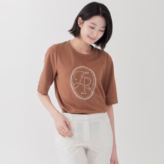 [지센] (2컬러) 젤라또 프린팅 장식 라운드 5부 티셔츠 LFTSP306