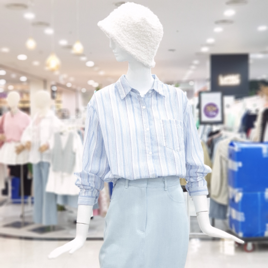 배색 린넨 셔츠 블라우스 FSPZZ5B35G