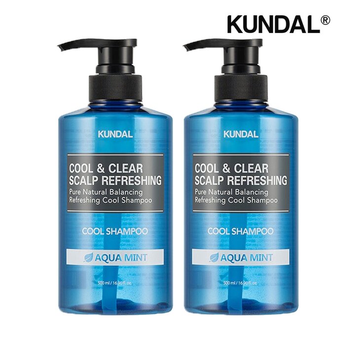 쿤달 쿨 앤 클리어 스칼프 리프레싱 쿨 샴푸 아쿠아민트 500ml x2개