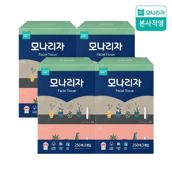 모나리자 미용티슈 250매*3입 x 4팩
